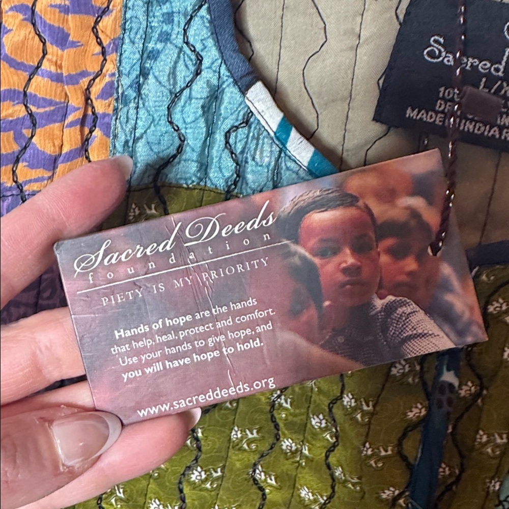 Sacred Threads Patchwork Button Down Hippie Artsy… - image 6